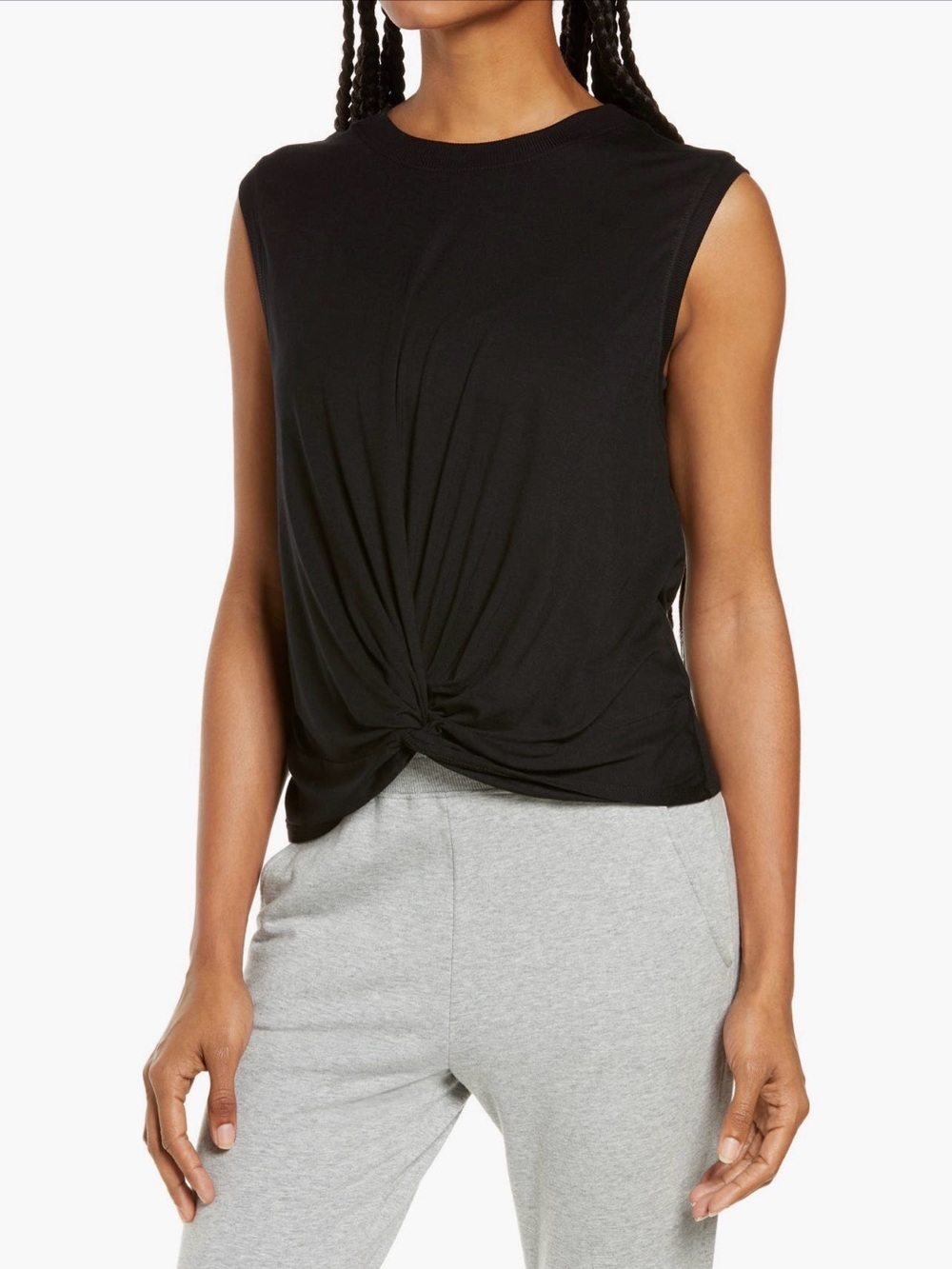NWOT Zella Black Twist Front Sleeveless Tank XXL